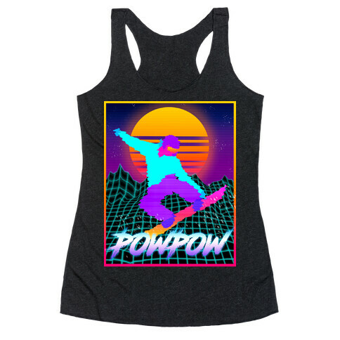 POWPOW Synthwave Snowboarder Racerback Tank Top