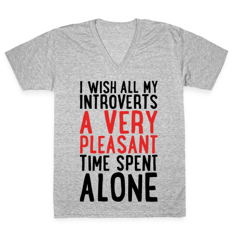 I Wish All My Introverts A Very Pleasant Time Spent Alone V-Neck Tee Shirt