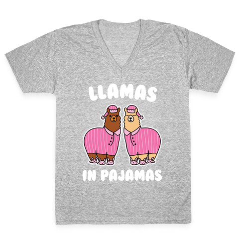 Llamas in Pajamas V-Neck Tee Shirt