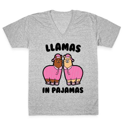 Llamas in Pajamas V-Neck Tee Shirt