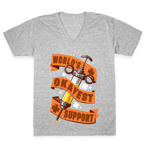 World's Okayest Support V-Neck Tee Shirt