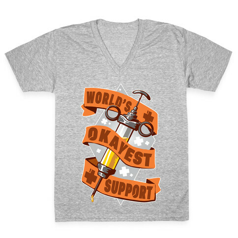 World's Okayest Support V-Neck Tee Shirt