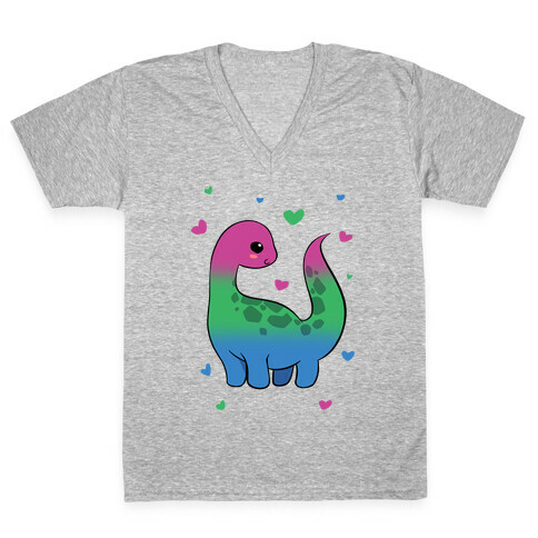 Polysexual-Dino V-Neck Tee Shirt