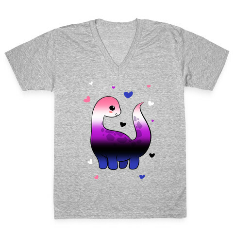 Genderfluid-Dino V-Neck Tee Shirt