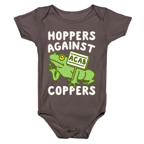 Hoppers Against Coppers White Print Baby One-Piece