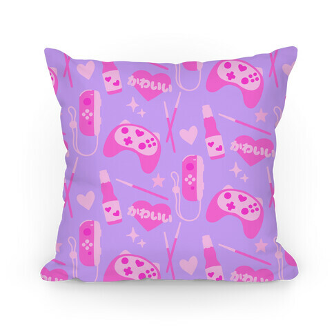 Kawaii Gamer Pattern Pillow