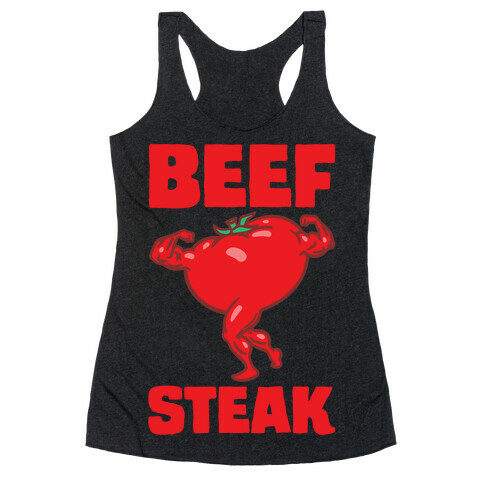 Beefsteak Tomato Parody White Print Racerback Tank Top