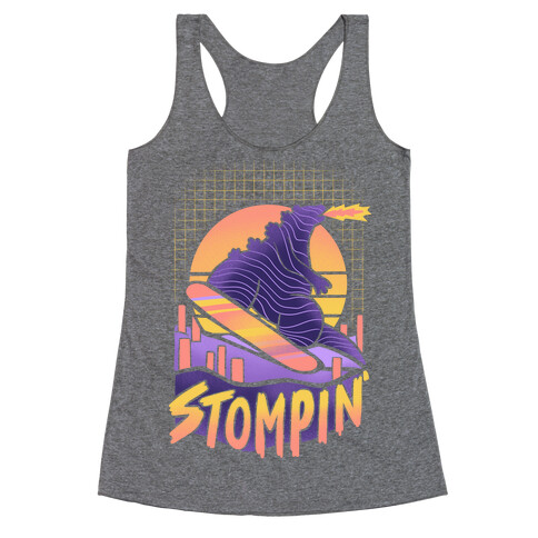 Stompin' Snowboarding Godzilla Racerback Tank Top