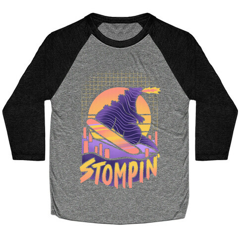 Stompin' Snowboarding Godzilla Baseball Tee