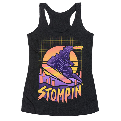 Stompin' Snowboarding Godzilla Racerback Tank Top