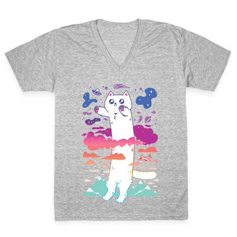 Long Cat V-Neck Tee Shirt