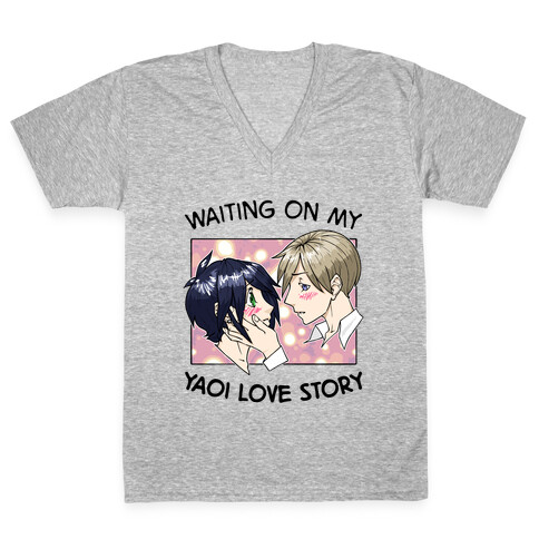 Waiting On My Yaoi Love Story V-Neck Tee Shirt