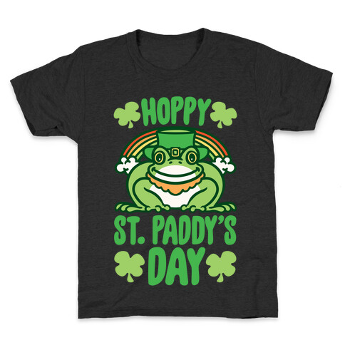 Hoppy St. Paddy's Day Frog White Print Kids T-Shirt