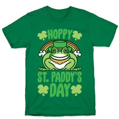 Hoppy St. Paddy's Day Frog White Print T-Shirt