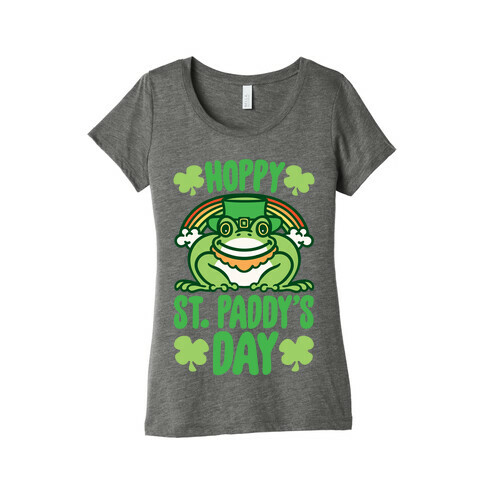 Hoppy St. Paddy's Day Frog White Print Womens T-Shirt