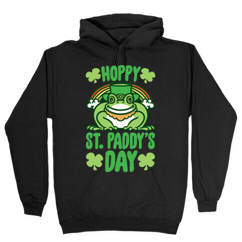 Hoppy St. Paddy's Day Frog White Print Hooded Sweatshirt