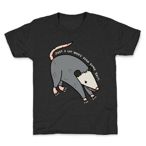 Just A Cat Who's Seen Some Shit Opossum Kids T-Shirt