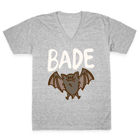 Bade Derpy Bat Parody White Print V-Neck Tee Shirt