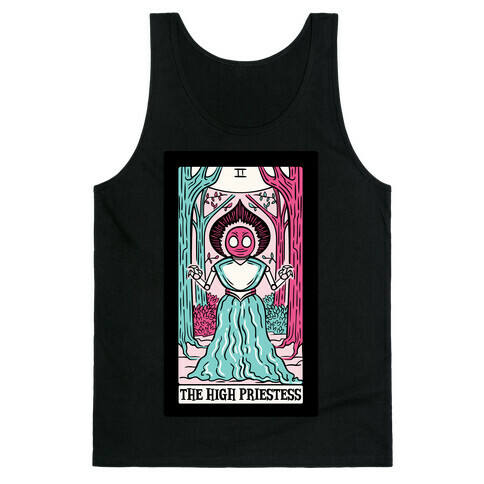 The High Priestess Flatwoods Monster Tarot Card Parody White Print Tank Top