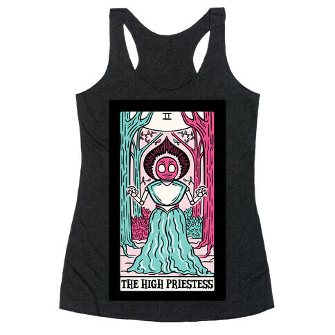 The High Priestess Flatwoods Monster Tarot Card Parody White Print Racerback Tank Top