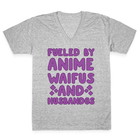 Fueled By Anime Waifus And Husbandos V-Neck Tee Shirt