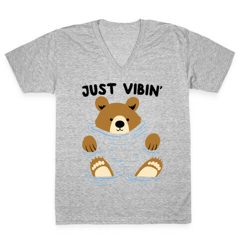 Just Vibin' River Bear V-Neck Tee Shirt