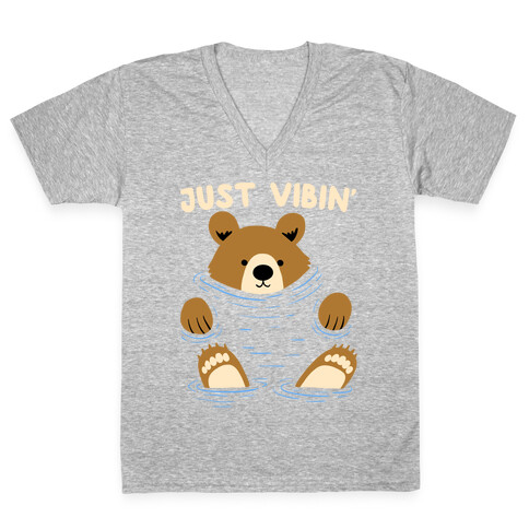 Just Vibin' River Bear V-Neck Tee Shirt