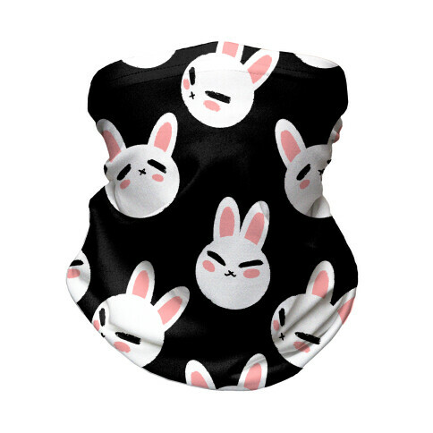 BunBun Pattern Black Neck Gaiter