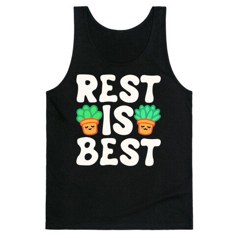 Rest Is Best White Print Tank Top