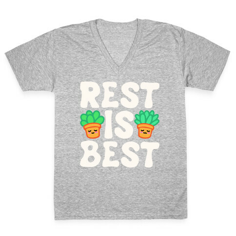 Rest Is Best White Print V-Neck Tee Shirt