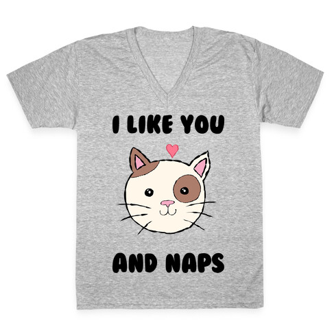 I Like You And Naps V-Neck Tee Shirt