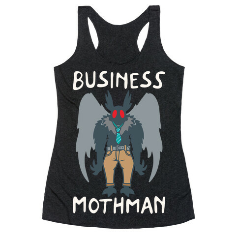 Business Mothman Parody White Print Racerback Tank Top