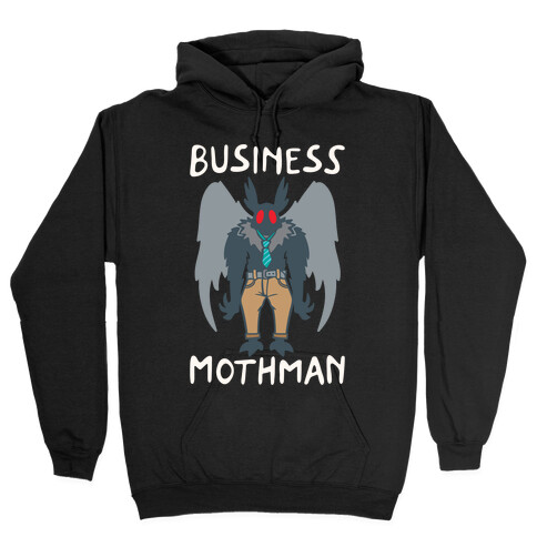 Business Mothman Parody White Print Hooded Sweatshirt