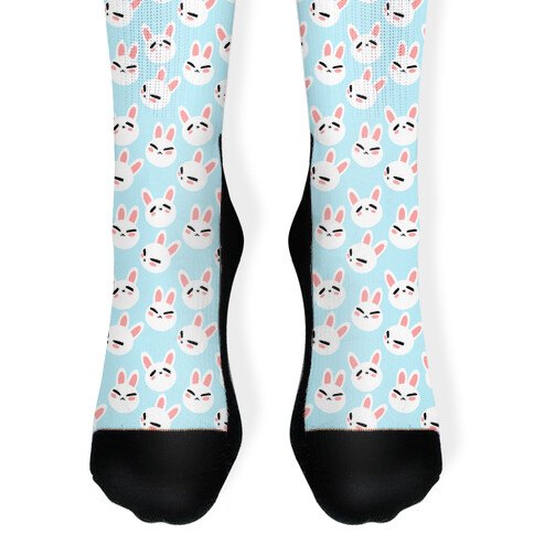 BunBun Pattern Blue Sock