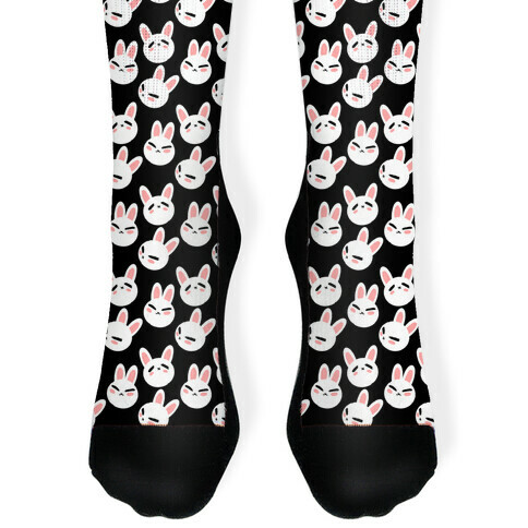 BunBun Pattern Black Sock