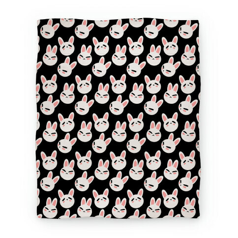 BunBun Pattern Black Blanket