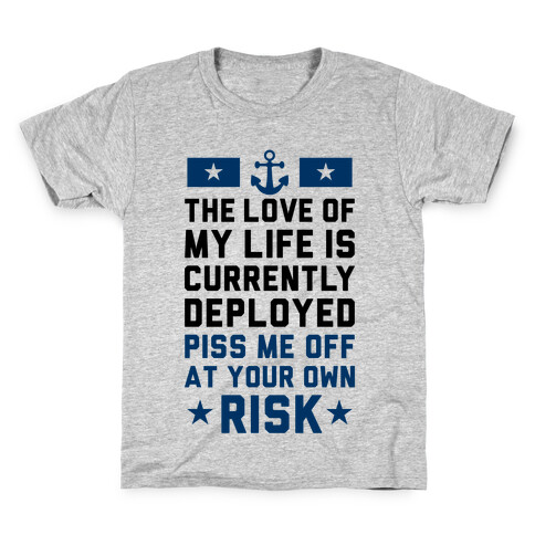 Piss Me Off At Your Own Risk (Navy) Kids T-Shirt