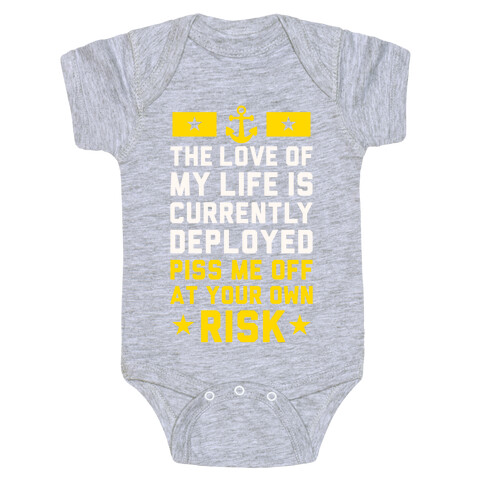 Piss Me Off At Your Own Risk (Navy) Baby One-Piece
