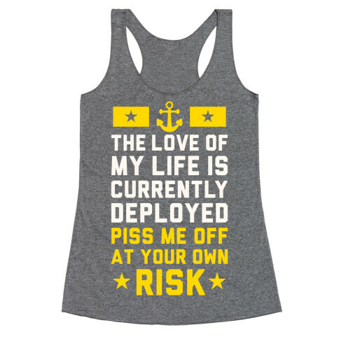 Piss Me Off At Your Own Risk (Navy) Racerback Tank Top