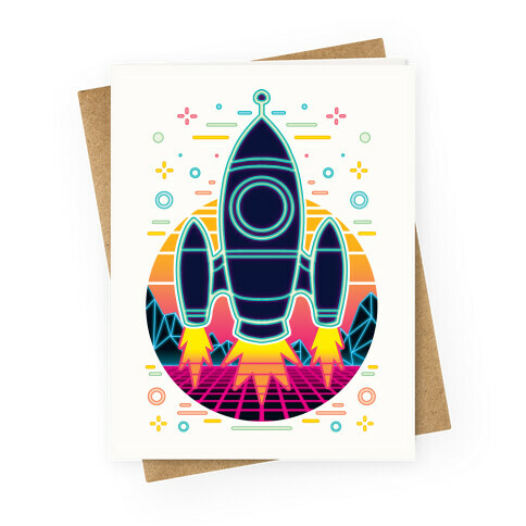 Synthwave Space Exploration Greeting Card