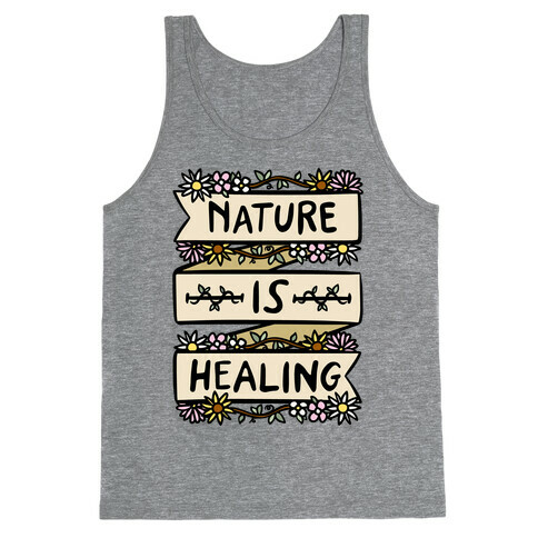 Nature Is Healing White Print Tank Top