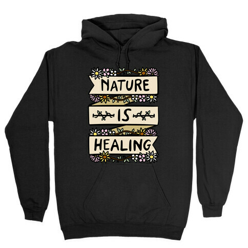 Nature Is Healing White Print Hooded Sweatshirt