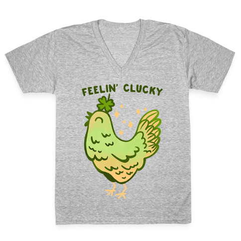 Feelin' Clucky St. Patrick's Day Chicken V-Neck Tee Shirt