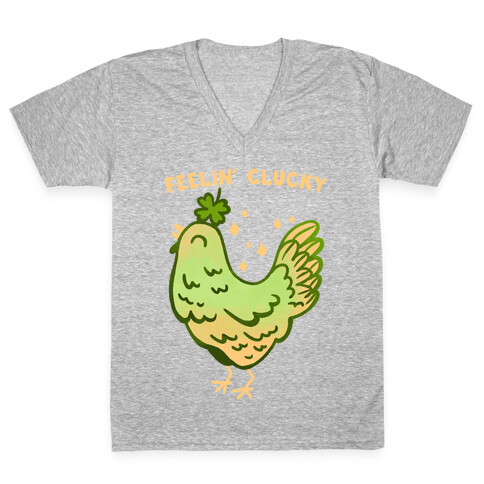 Feelin' Clucky St. Patrick's Day Chicken V-Neck Tee Shirt