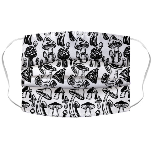 Black on White Mushroom Pattern Accordion Face Mask