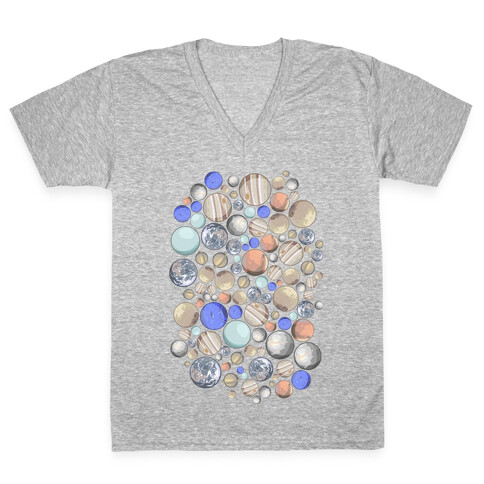 Planets Pattern V-Neck Tee Shirt