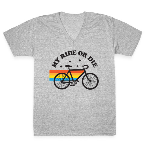 My Ride Or Die Bicycle V-Neck Tee Shirt