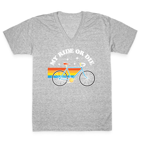 My Ride Or Die Bicycle V-Neck Tee Shirt