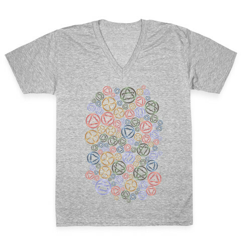 Witch's Elements Pattern V-Neck Tee Shirt