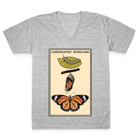 Constantly Evolving Monarch Butterfly V-Neck Tee Shirt